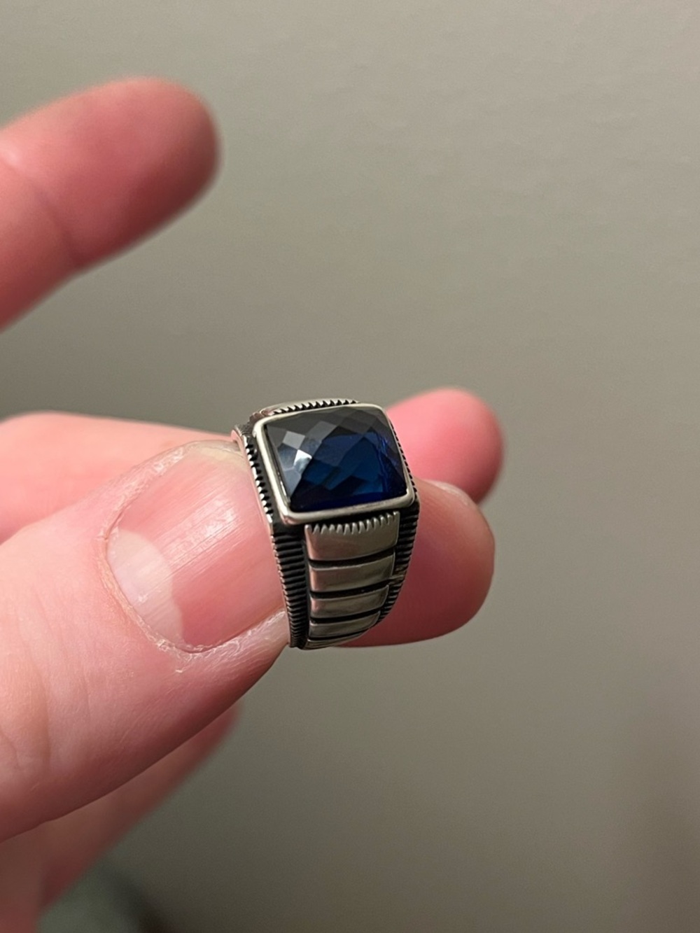 Sterling Silver Ring with Blue Sapphire